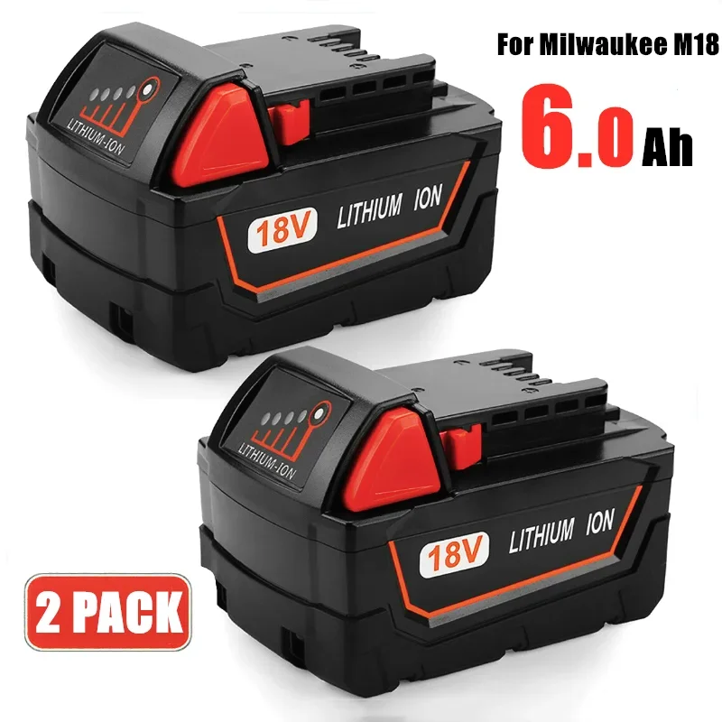 

New 18V 6000mAh Replacemet Lithium ion 6.0Ah Battery for Milwaukee 18V herramientas Xc M18 48-11-1815 Cordless Tools Batteries