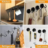 สีดําตะขอแม่เหล็กที่แข็งแกร่งสําหรับตู้เย็น Multi-Purpose Wall MAGNET Hook คีย์ Coat แขวนแขวนห้องครัวห้องน้ํา Organizer 5