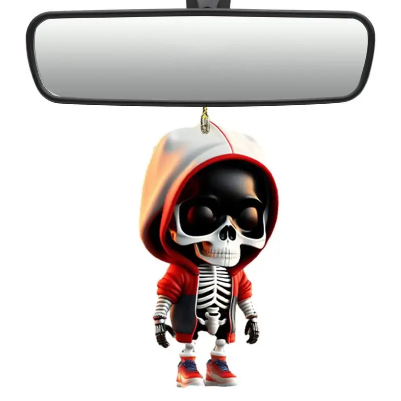 

Car Mirror Skeleton Dangle Accessories Acrylic Skeleton Figurines Car Mirror Swing Pendant Hangable Decorative Skeletons