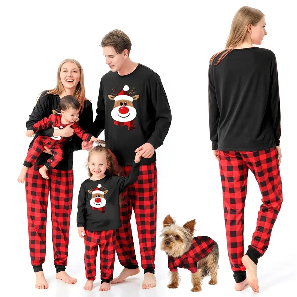 Soft Cotton Family Matching Deer Loungewear Set for Winter