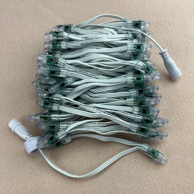 18AWG wire 100pcs/string DC12V 12mm WS2811 addressable RGB led smart pixel  node,with all WHITE wire,IP68 rated - AliExpress