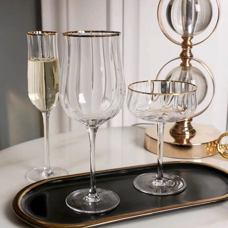 Ribbed cut crystal champagne flute