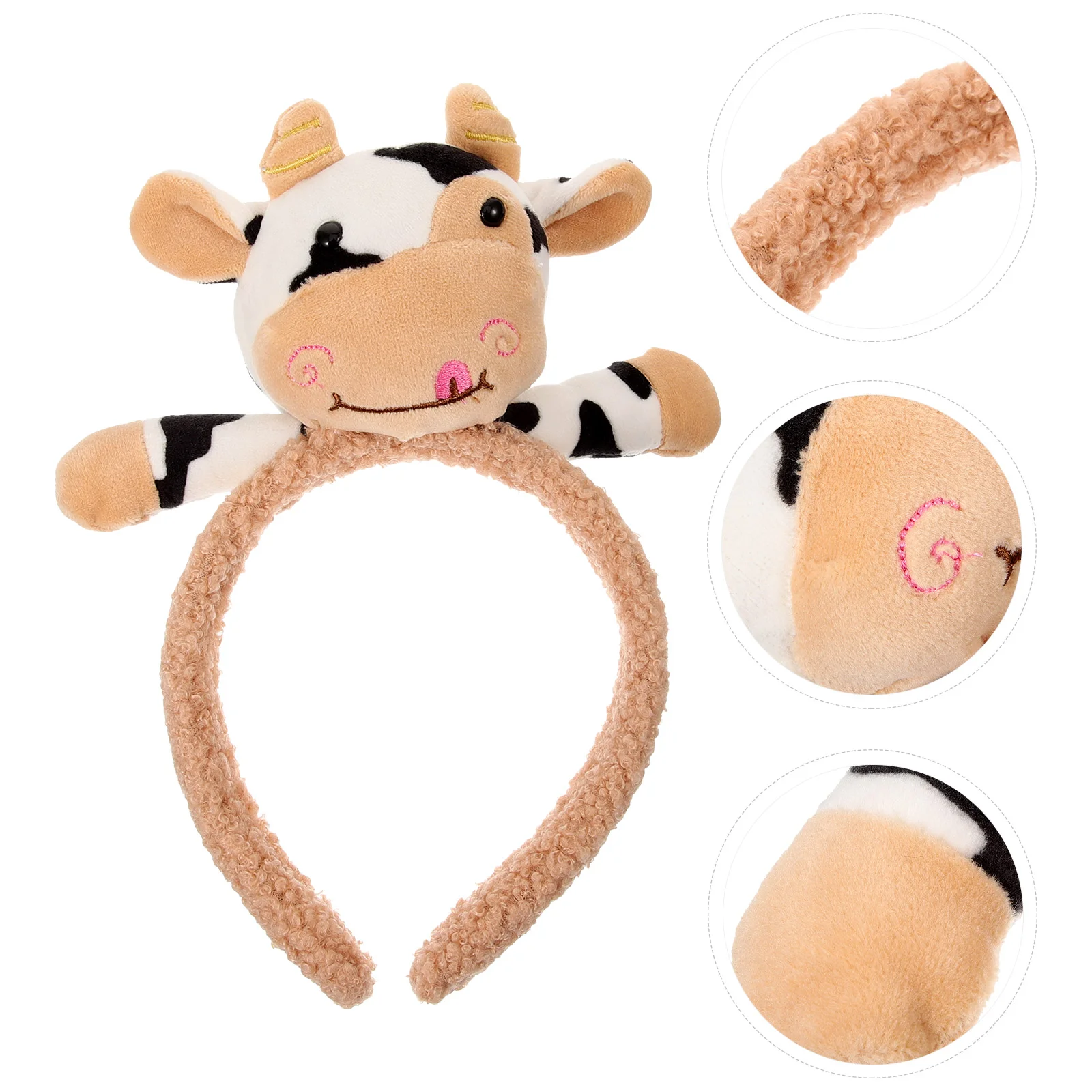 

Cow Headband Girls Animals Skin Care for Washing Face Skincare Headbands Hairband Fabric Plush Makeup Spa Miss