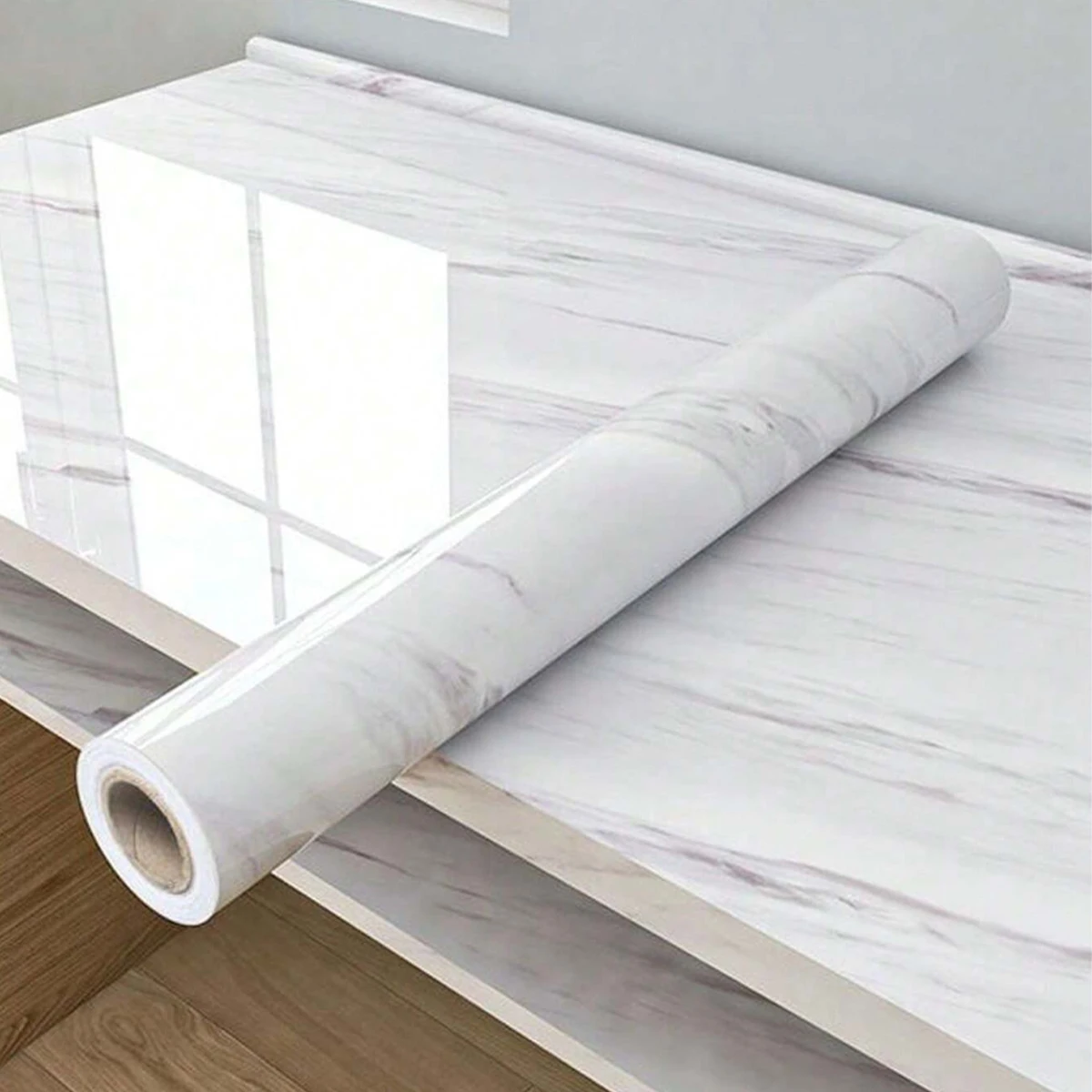 Pegatinas gruesas impermeables de Pvc con diseño de mármol de imitación, papel tapiz autoadhesivo de vinilo moderno, renovación de muebles, estufa superior