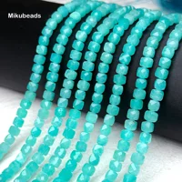 Perles carrées à facettes en amazonite du Mozambique, naturelles, 4x4mm, pour la fabrication de bijoux, collier, bracelet, Mikubeads, vente en gros 1