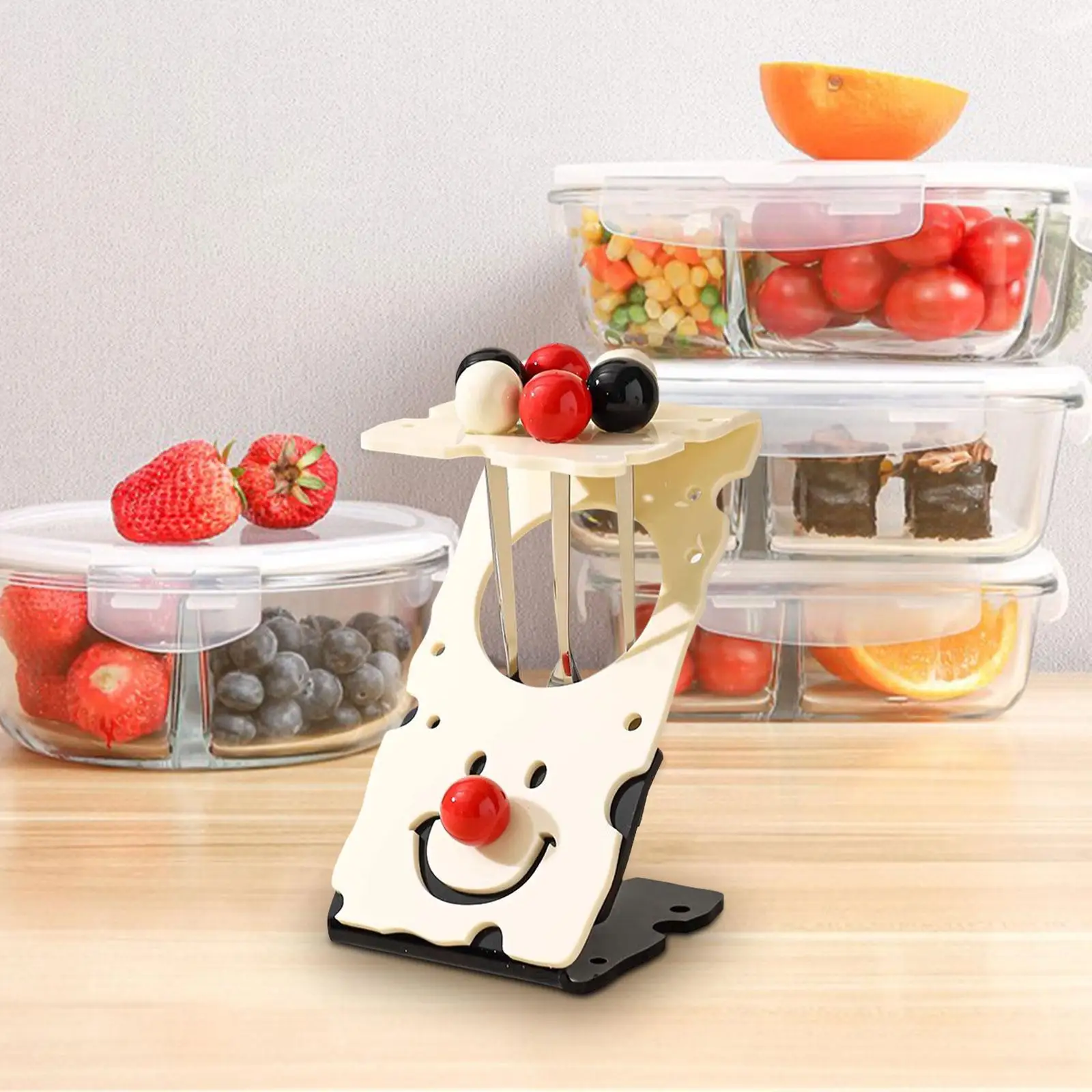 

6Pcs Creative Fruit Fork with Holder Funny for Party Restaurant Holiday