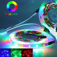 

DC5V 5M LED Strip Light 2835 RGB Not Waterproof IP20 Flexible Ribbon Diode Tape For USB Computer TV Bedroom Decoration Backlight