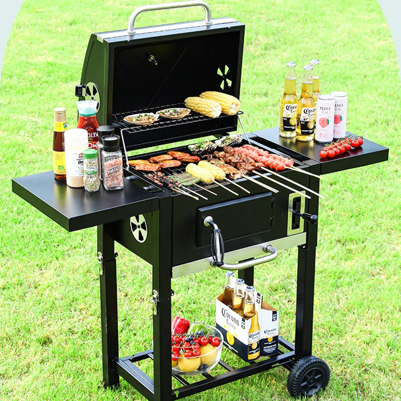 Outdoor Gas Charcoal Grill Barbecue LPG Gas Grill Backyard BBQ Picnic Grill Outdoor Portable Folding Embedded Oven BBQ Camping 2