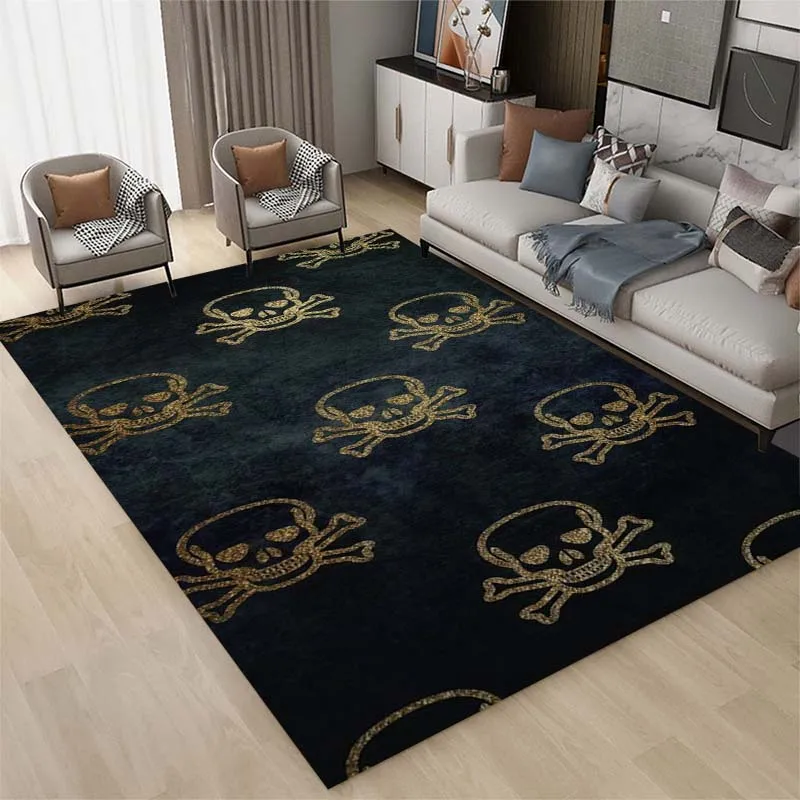 

Black living room carpet,skull, terrifying entrance carpet, door mat, non slip corridor, bedroom bathroom mat, kitchen floor mat