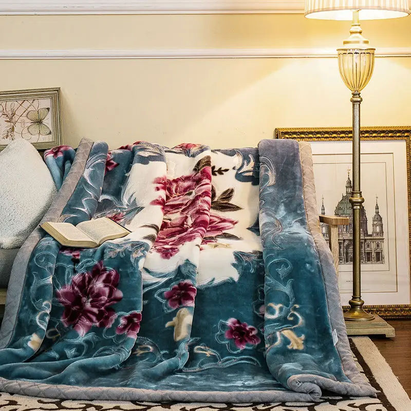 

Double Layer Embossed Raschel Mink Blanket 8.8lbs Queen Size Fluffy Chunky Warm Throw Super Soft Spring Winter Bed Blanket