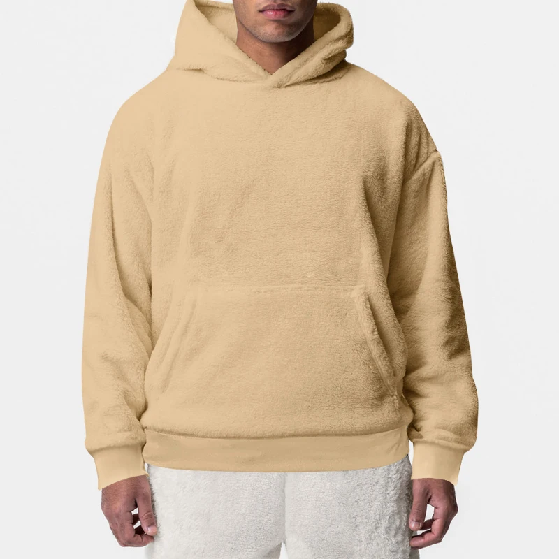 2023 New Autumn and  Winter Boys' Fashion Style High end Youth Hooded Sweater Men's Lamb Wool Pullover Coral Fleece Hoodie