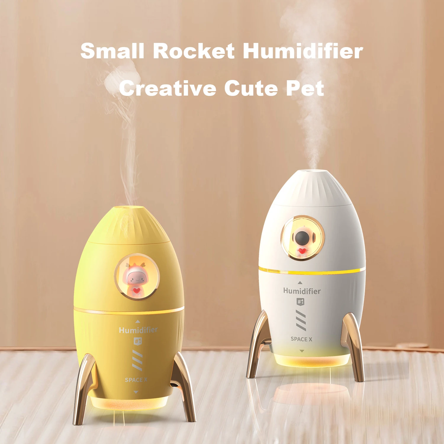 

350ML Rocket Air Humidifiers Home Bedroom Desktop Mini Essential Oils Diffuser Room Fragrance Aroma Diffuser With Night Light