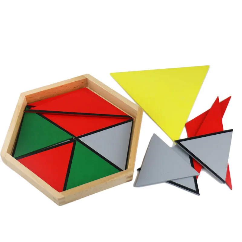 Kids Montessori Childhood Early Learning Constructive Triangle Wooden Toy