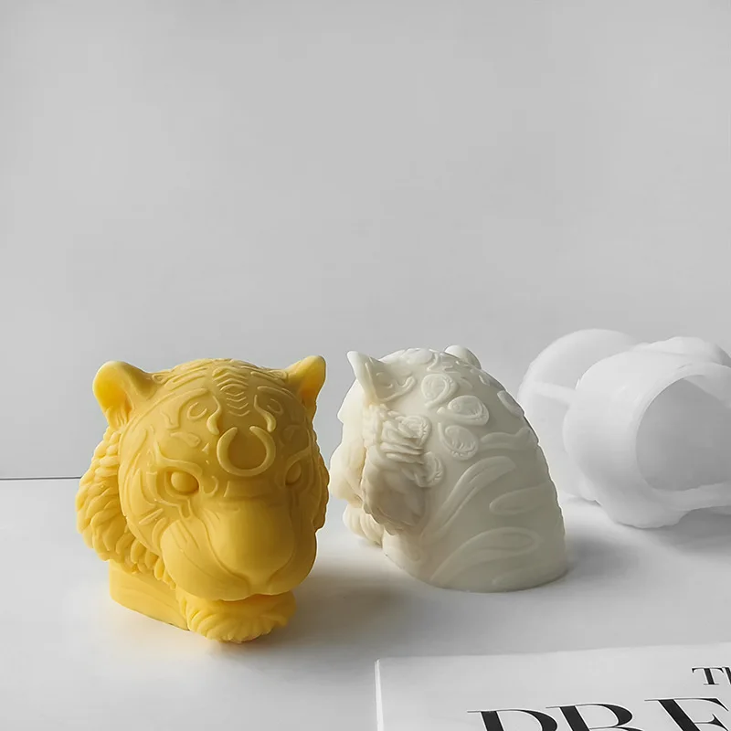 3D Tiger Head Silicone Candle Mold DIY Animal Head Aroma Candle