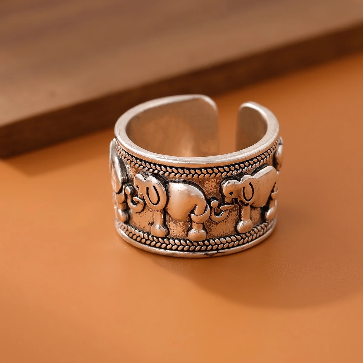 925 Sterling Silver Jewelry Personality Ethnic Style Elephant Group Opening Rings R140 silver rings silver ring