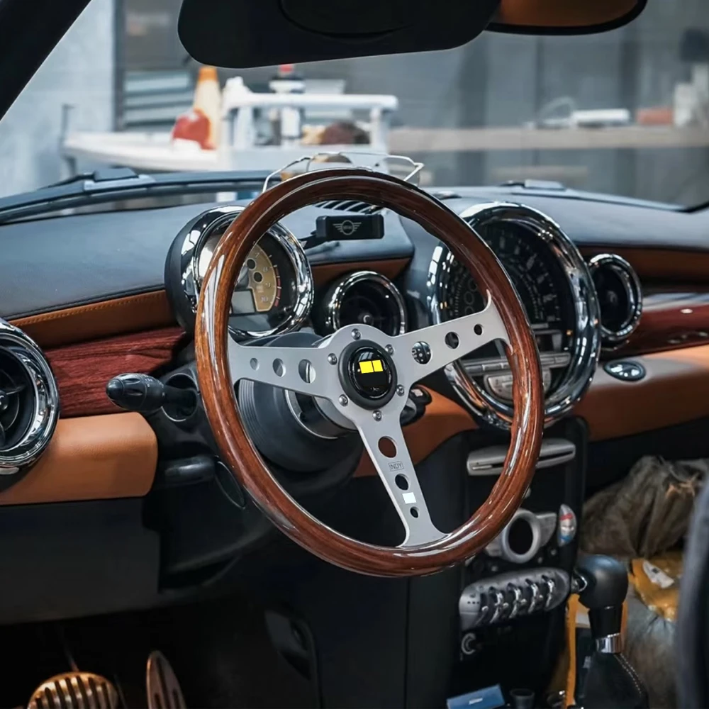 INDY 클래식 우드 스타일 우드그레인 미드딥 14인치 358mm 헤리티지 자동차 스포츠 스티어링 휠