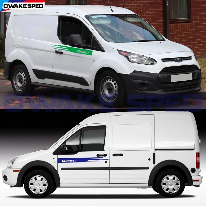 2Pcs Car Body Door Side Decor Sticker Per Ford Transit Connect Van Camper Accessori Da Corsa Strisce Sportive Decalcomania Fai Da Te Personalizzata