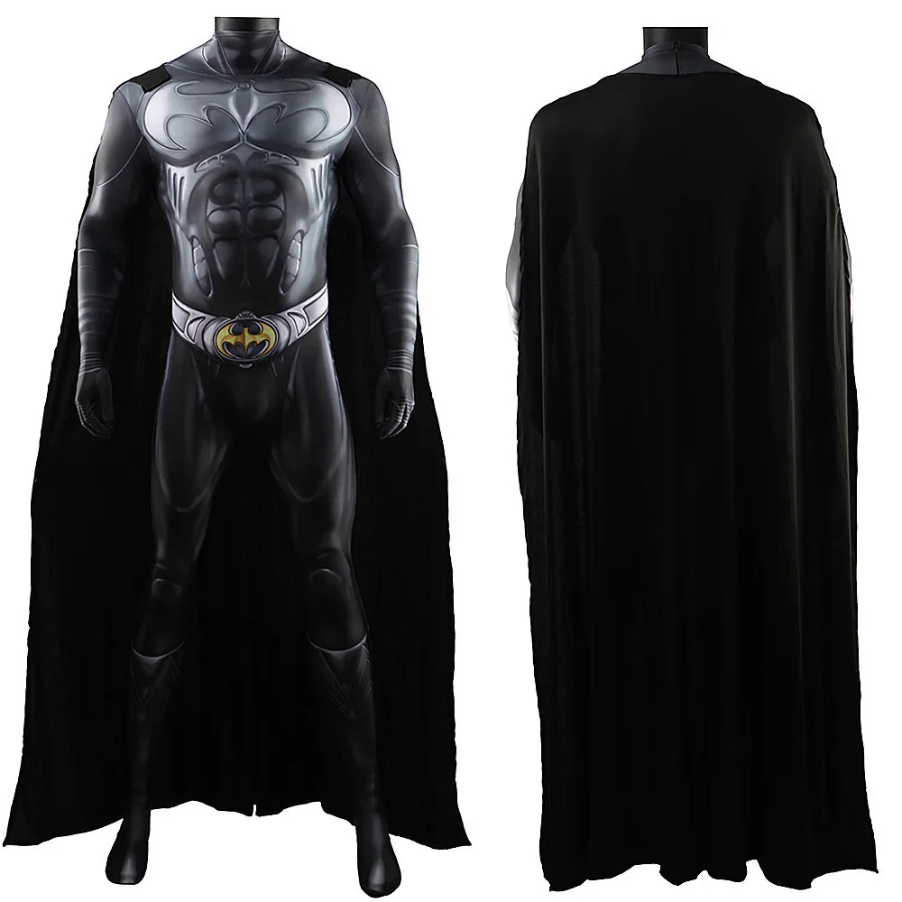 thumbnail image 1 of Disfraz de murciélago para hombre, disfraz de superhéroe con estampado 3D de licra, traje de cuerpo entero y capa, disfraz de murciélago para Halloween para niño, traje Zenzai para hombre adulto, 1 of 5