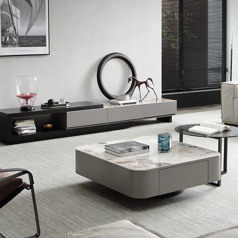 Importato Rock Board Tavolino E Mobile Tv Combinazione Soggiorno Minimalista Nordic Square Small Unit