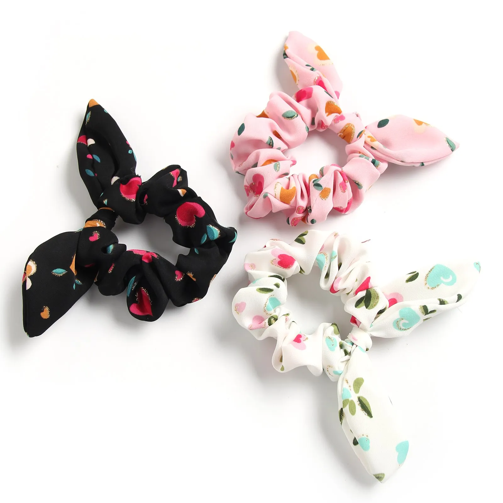

Новинка, модные женские резинки для волос с полным рисунком и кроличьими ушками, милые резинки для волос, держатель для хвоста, аксессуары для волос для девочек