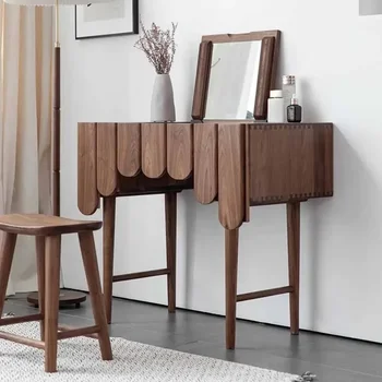 Luxury Brown Stool Dresser Bedroom Girl Large Wooden Hotel Dressing Table Storage Makeup Schminktisch Bedroom Furnitures