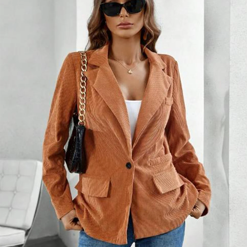 Coat Casual Commuting Work Wear Jackets for Women 2023 Slim Woman Clothing Corduroy Women's Jacket Elegant Fashionable