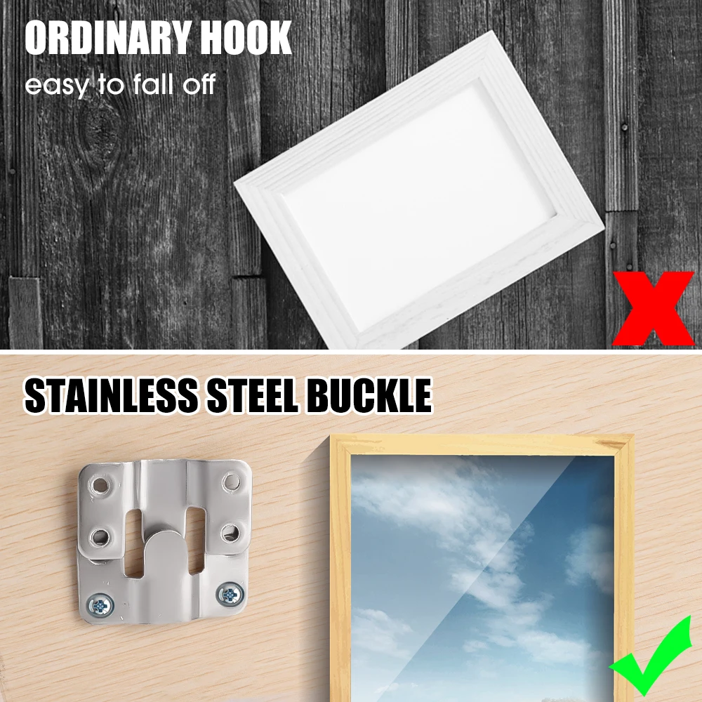 Hanging Buckle Stainless Steel Interlock Hanging Buckle Heavy Duty Photo Frame Hook Wall Mounted Flush Mount Brackets For Furniture Connector