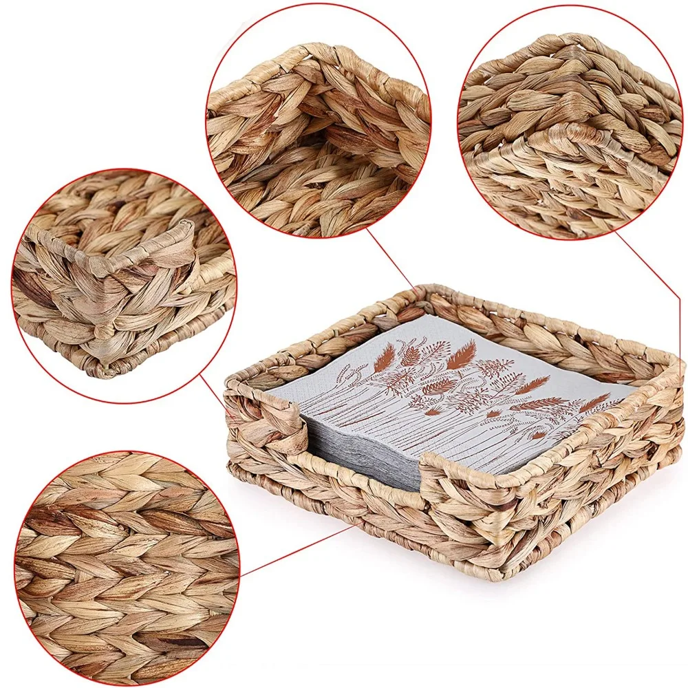 Napkin Holder Wicker Baskets Serving Tray for Kitchen Tables