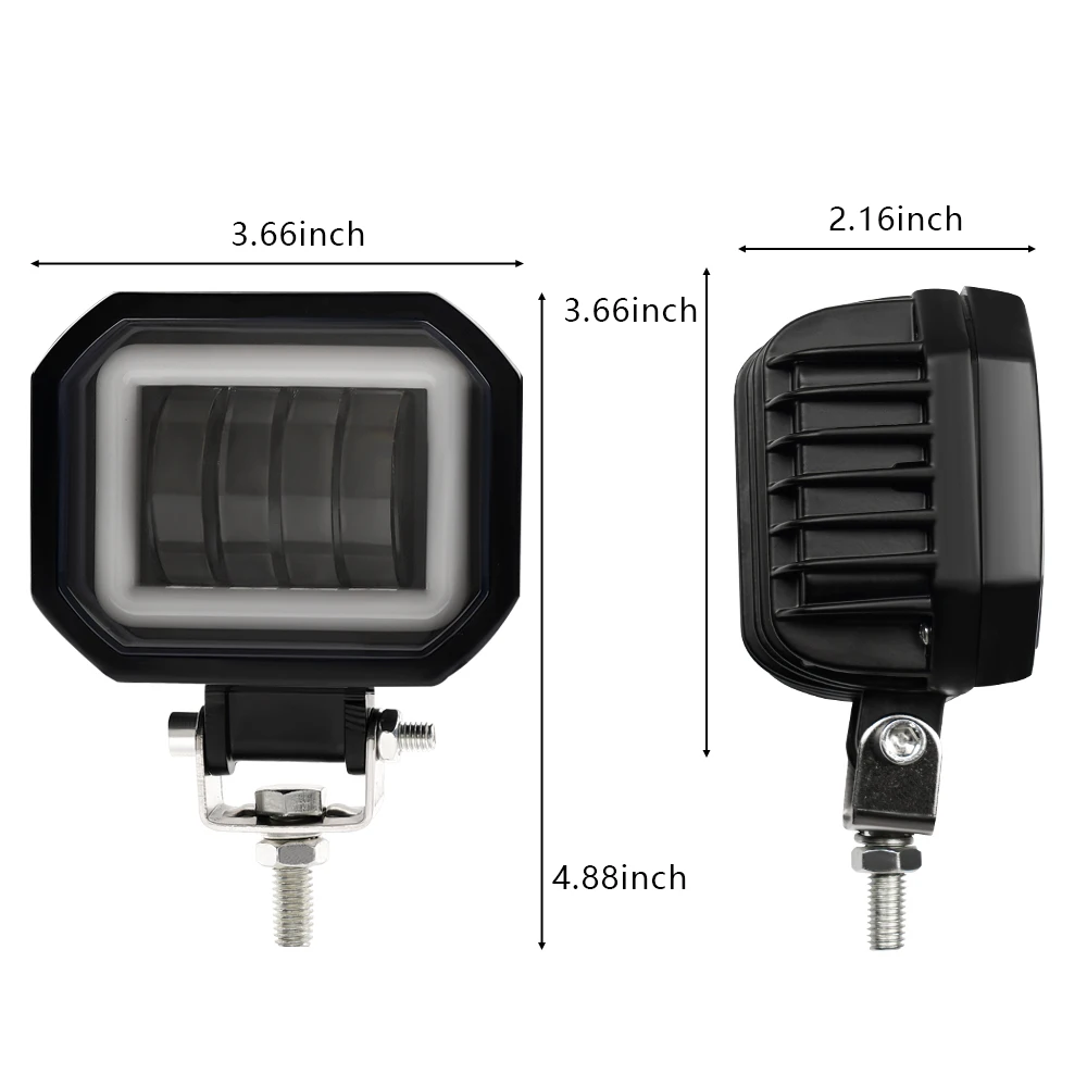 4인치 LED 엔젤 아이 작업등 12V 24V 앰버 스팟 빔 포드 운전등 자동차 트럭 오프로드 ATV SUV UTV 보트 트랙터용
