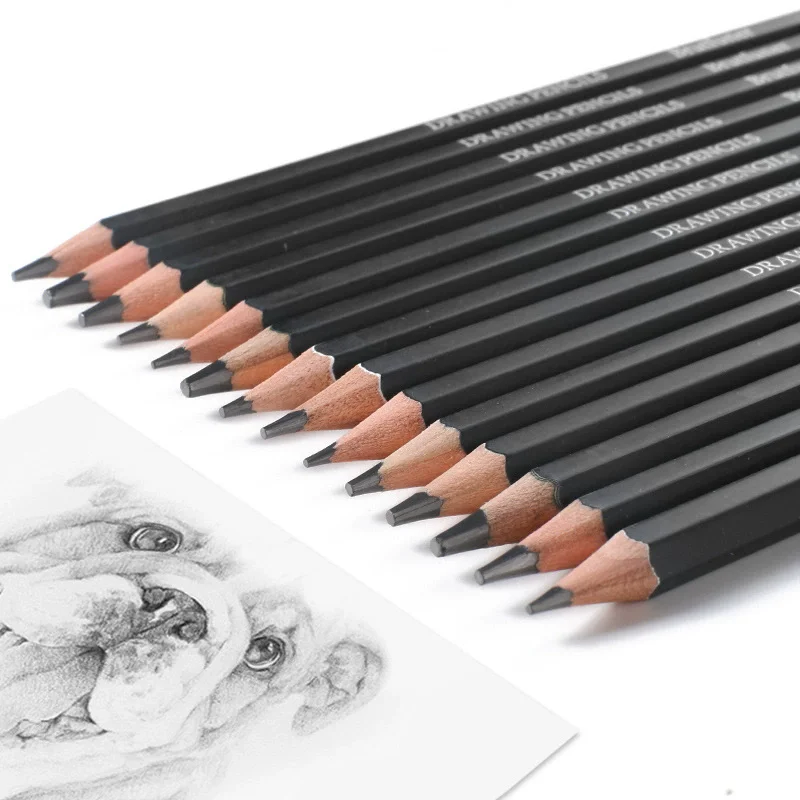 Professional Art Drawing and Sketching Pencil Set 4H/2H/HB/B/2B/3B/4B/5B/6B/7B/8B/10B/14B Writing Stationery - 2