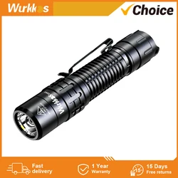 Wurkkos TD02 Tactical Flashlight 2000 Lumens Pocket Torch Rechargeable EDC with Type C Charging Port Tail Switch IPX8 Waterproof