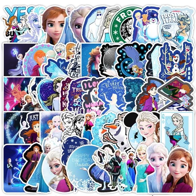 Pegatinas de princesa Disney para niños, calcomanías de dibujos animados de  Frozen, Blancanieves, 10/30/50/