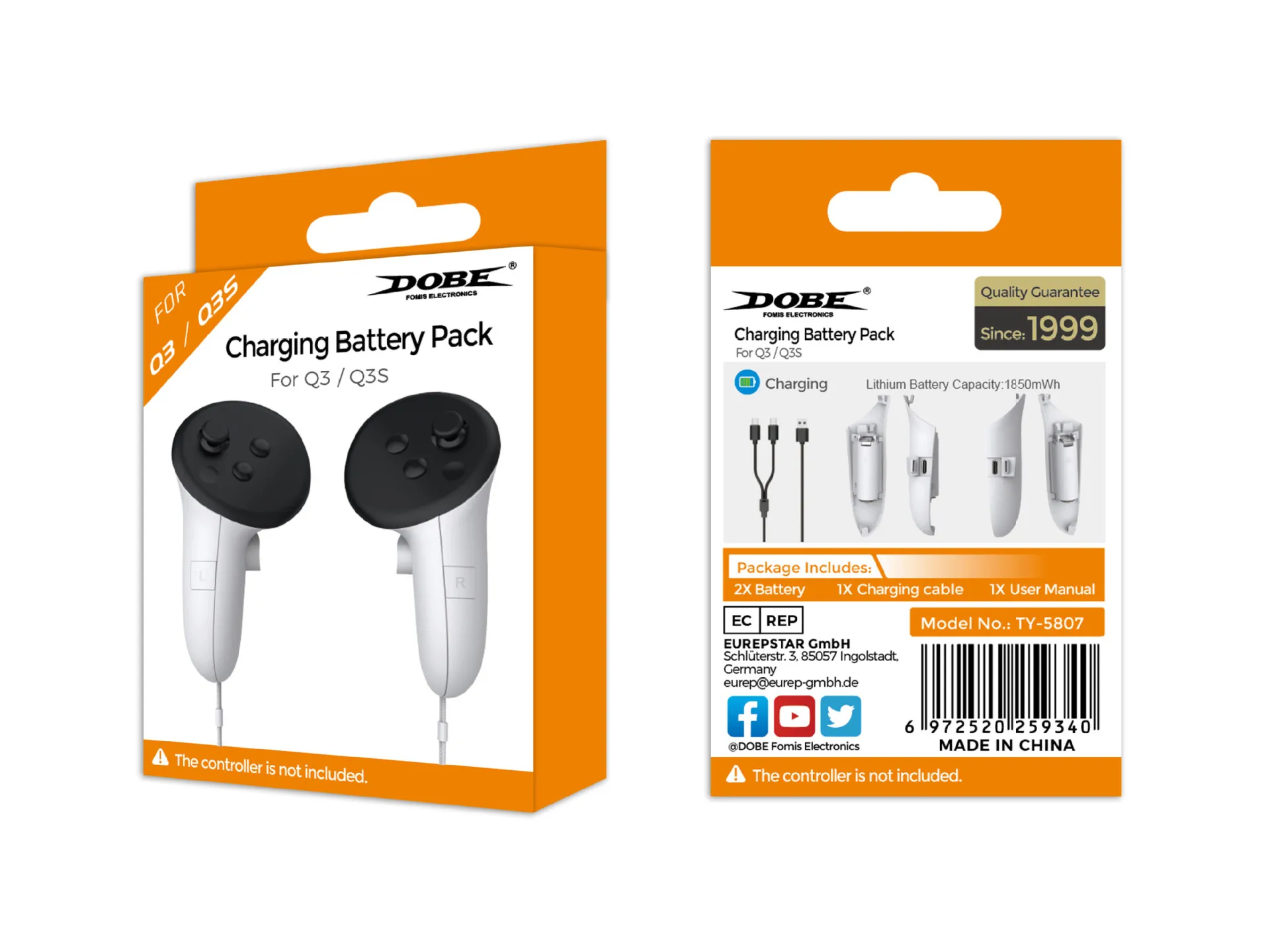 NEW TY-5807 For Meta Quest 3S VR controller battery pack for Meta Quest 3 controller universal rechargeable battery cover