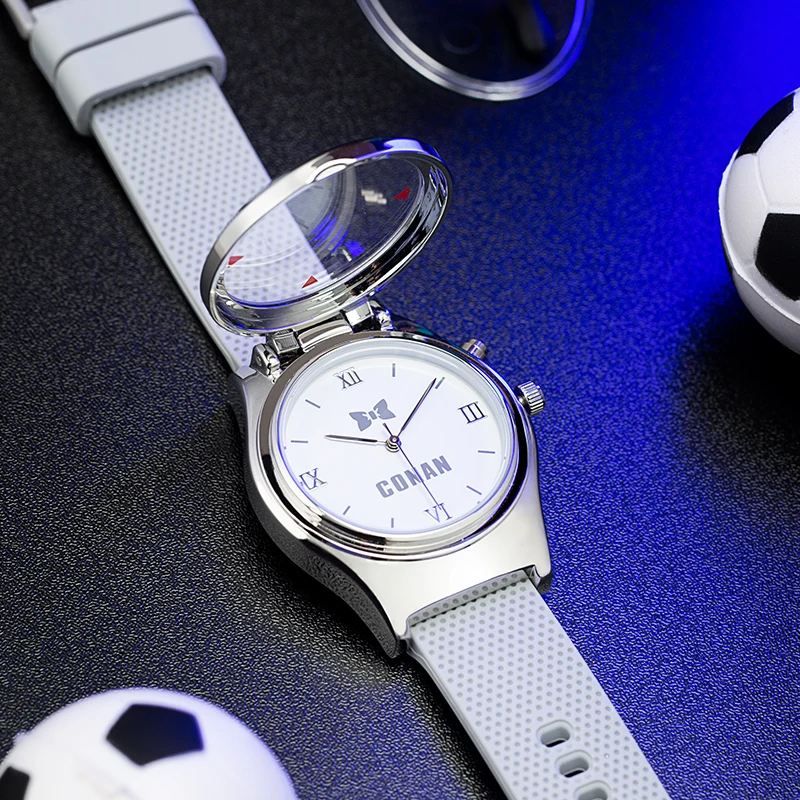 명탐정 코난 애니메이션 레이저 클램셸 쿼츠 시계, 방수 코스프레 캐릭터 시니치, 소년 어린이 선물