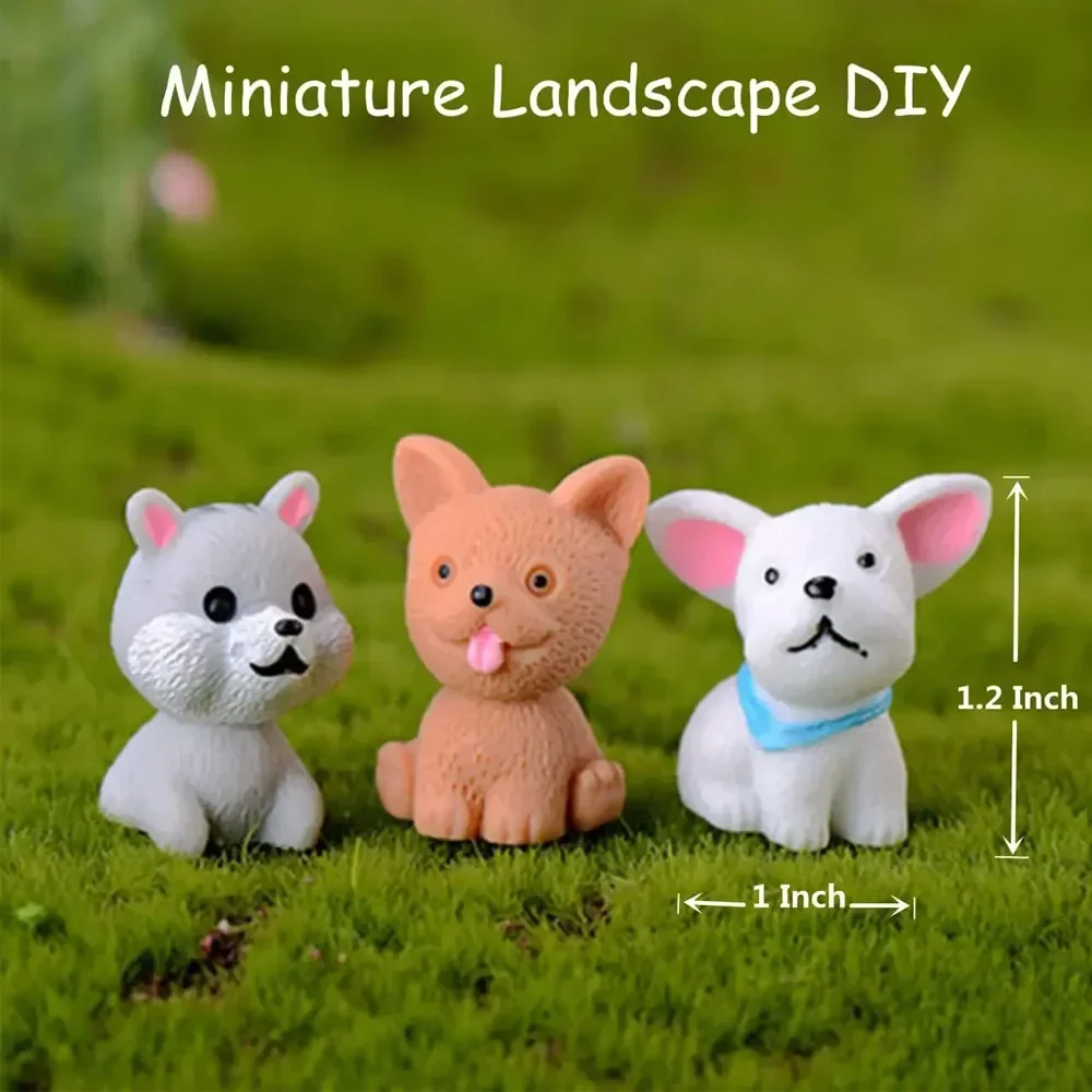 Cute Puppy Mini Resin Dogs Miniature Figurines 12PCS for Fairy Garden Accessorie