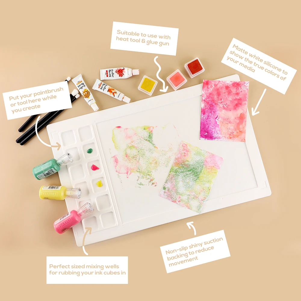 Nonstick Silicone Craft Mat Heat Resistant Mutltimedia Mat Crafting Tool For Ink Blending