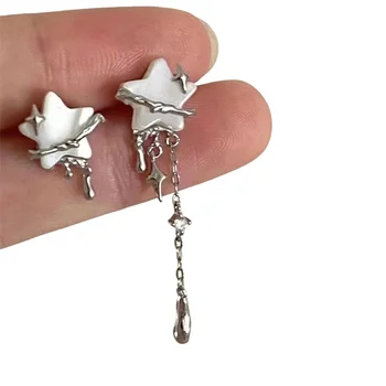 Irregular Heart Tassel Star Earrings Women Design Senior Sense of Fashion Personality Earring 2025 Y2K Trendy Party Jewelry Gift