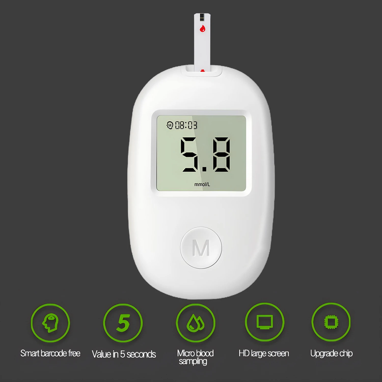Blood Glucose Meter Kit 50pcs Test Strips Lancets for Diabetes Monitor Digital Glucometer Blood Sugar Meter 5