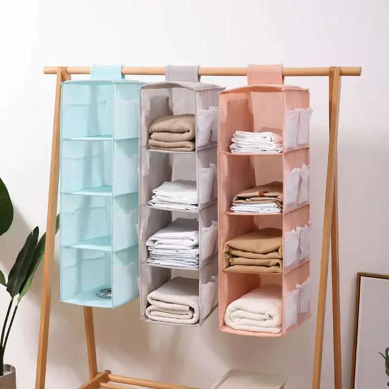 Description Picture 4 of itemNon-woven Washable Wardrobe Multi-layer Folding Hanging Bra Storage Bag Underwear Socks Clothes Storage Organizer Hanging Bag