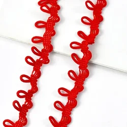 Premium Lace Elastic Band with Button Hole Trim for Stretchable Sewing Projects (Red)