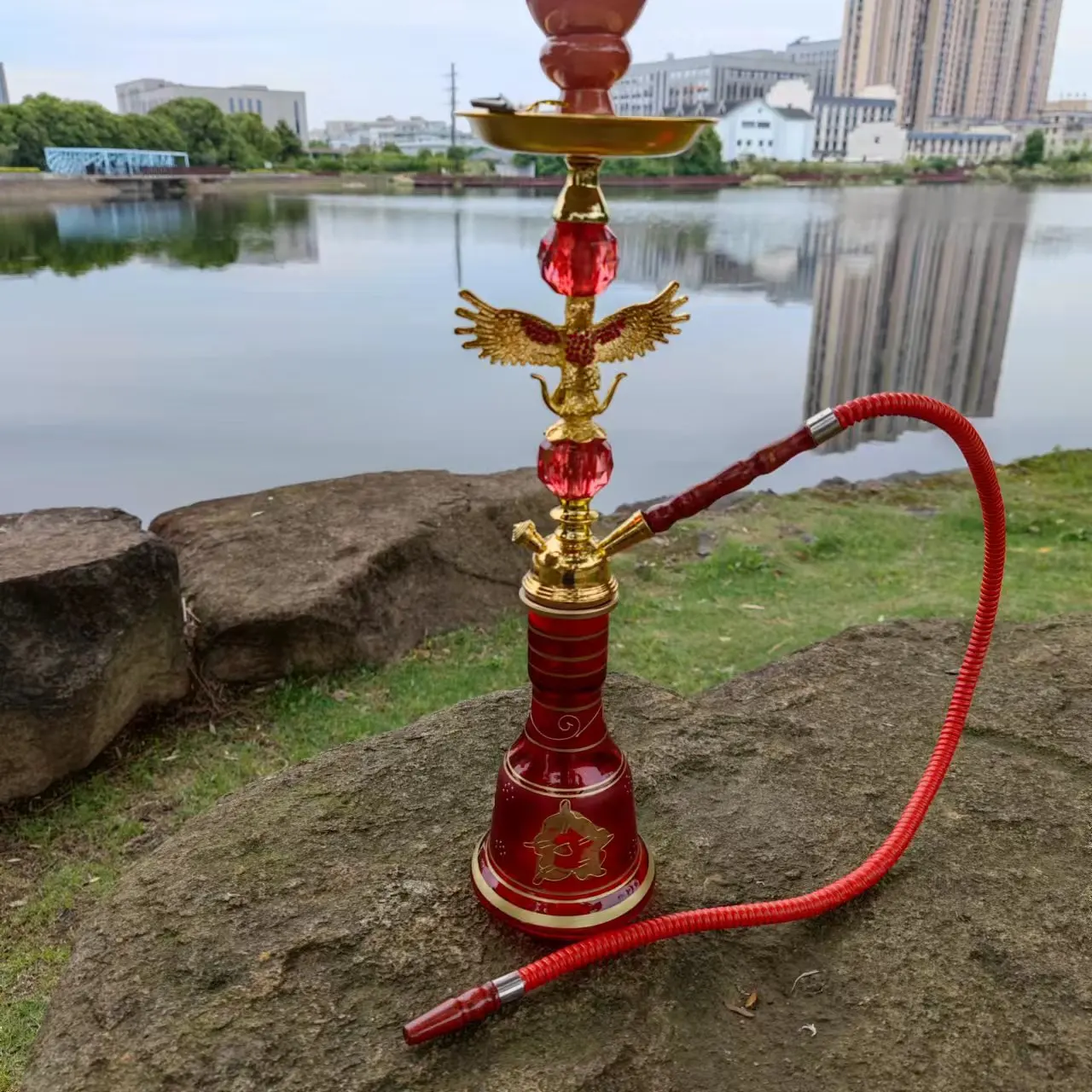 Resin Stainless Steel Hookah Set with Glass Bottle Bongs in Australian