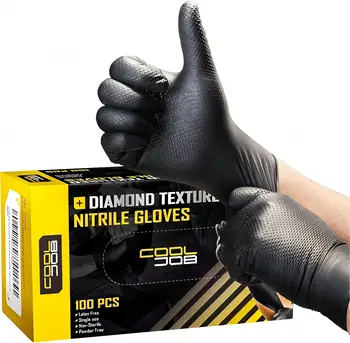 Thick Heavy Duty Nitrile Gloves 8mil Thickened Disposable Gloves with Diamond Textured Latex Free Mechanic Tattoo Auto Gloves
