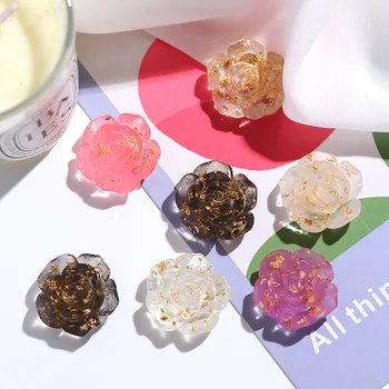 Gold color Foil White Pink Black Rose Flower Earrings For Women Jewelry 2025 Trending Women's Fresh Sweet Resin Stud Earrings