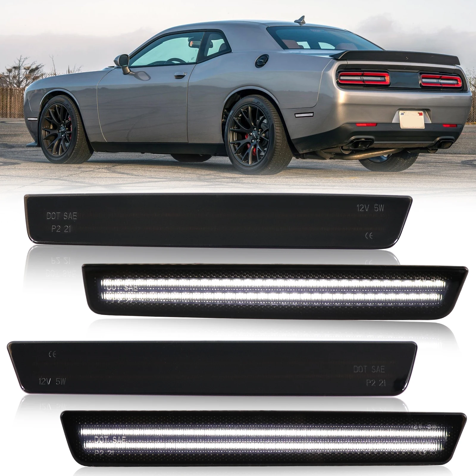 LED Flashing Side Marker Turn Signal Lights For Dodge Challenger