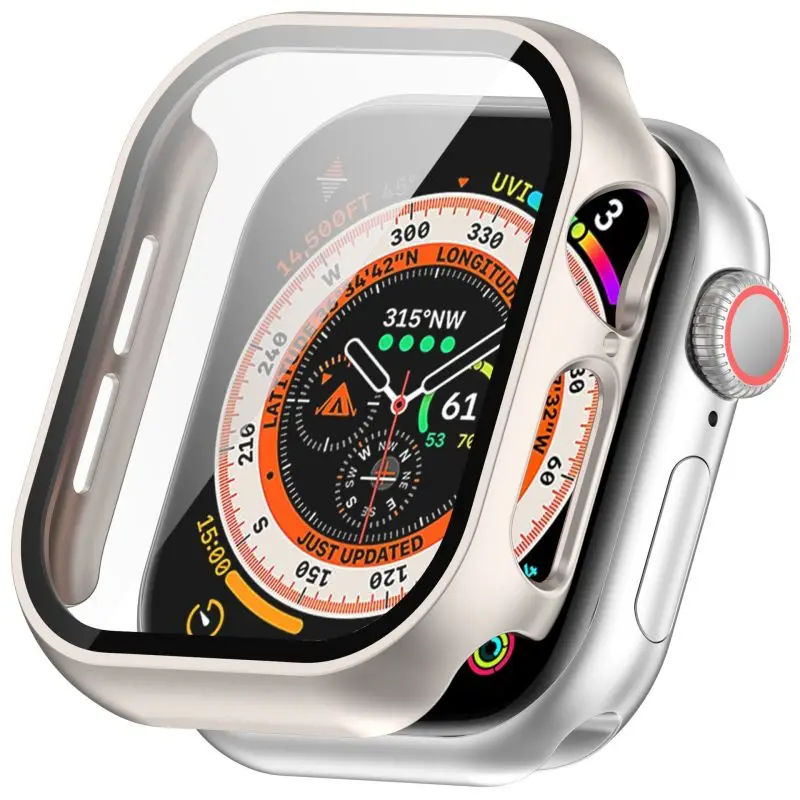 Premium Tempered Glass Apple Watch Screen Protector with PC Bumper Cover