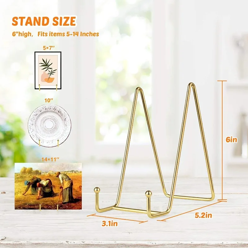 Elegant Metal Display Stand for Plates Photos Frames Art and Signs  Versatile Tabletop Rack for Home Desk or Wall Display