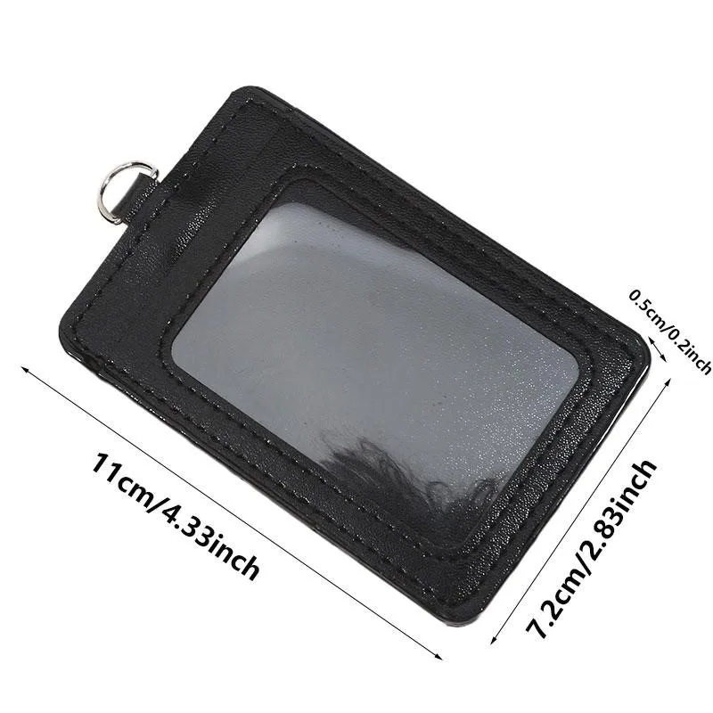 PU Leather ID Badge Case Double-Sided Work Identity Business Card Holder Employee Card Transparent Name Card Cover Credit Card