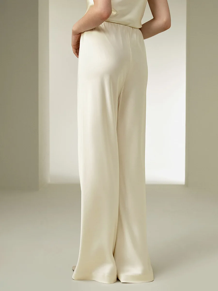 Bornladies Women's 2026 Spring Summer New Solid Satin Pants Fashionable Comfortable Satin Mid-Waist Straight-Leg Casual Pants