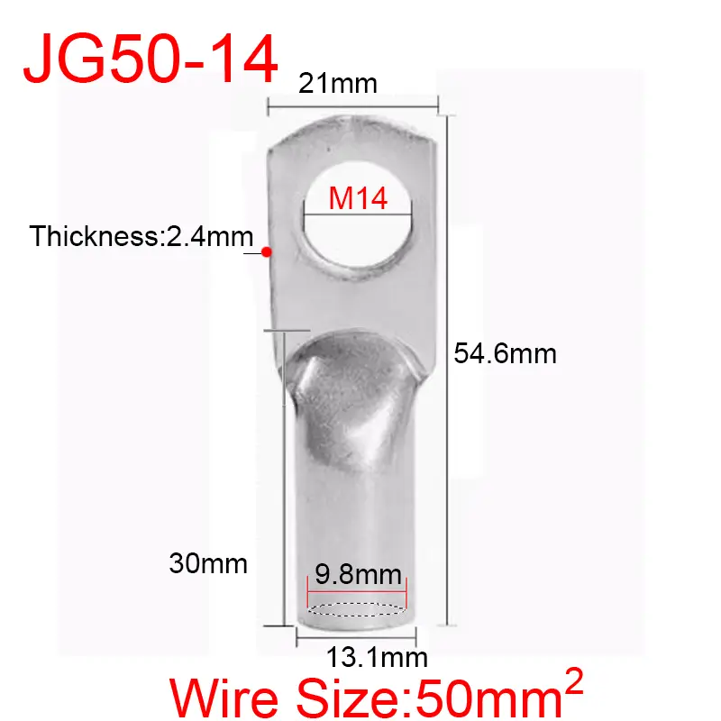 JG6/10/16/25/35/50/70/95/120-300 Marine Copper Screw Hole Electric Wire Cable Ring Tubular Cord End Lug Connector Crimp Terminal - Image 46