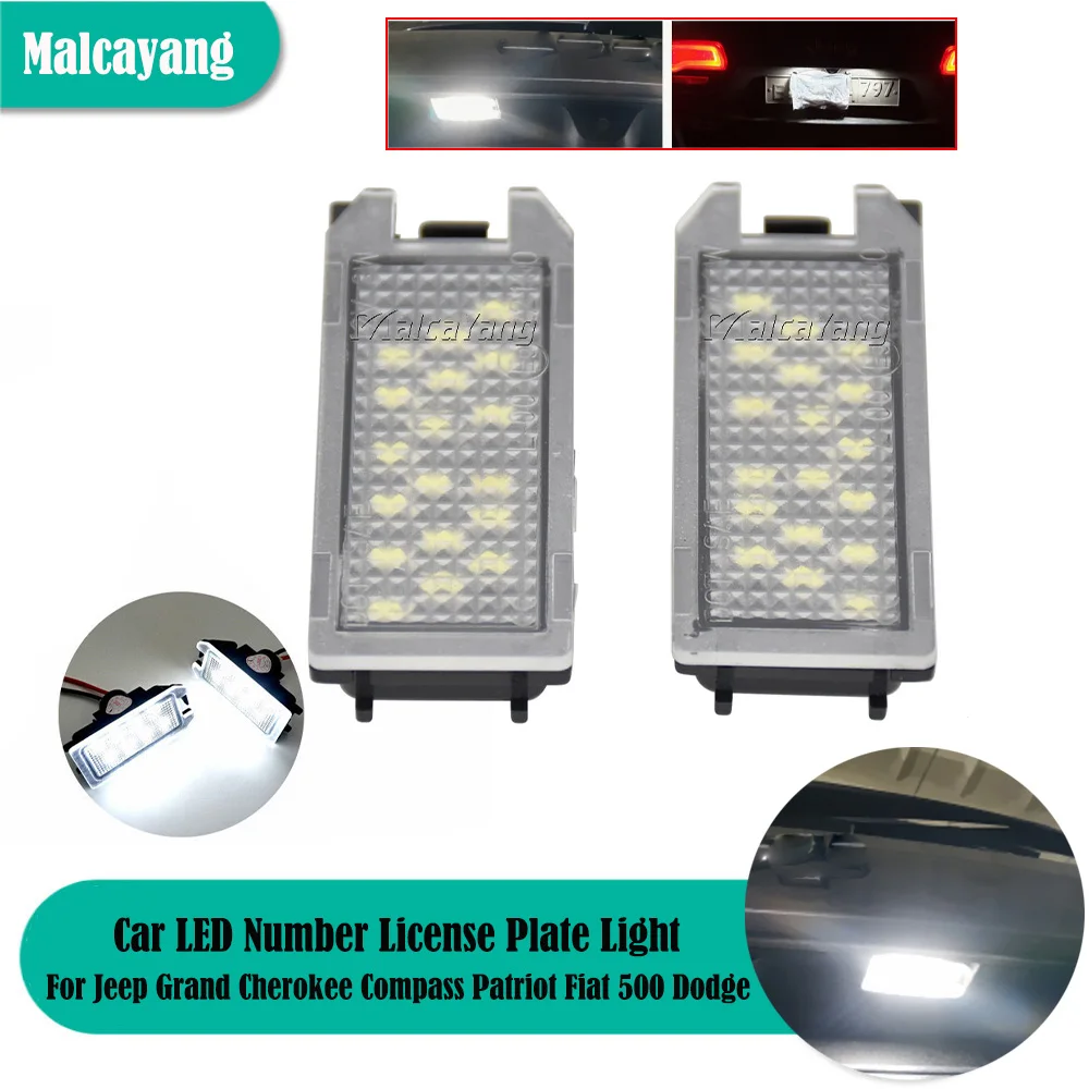 

2PCS LED License Number Plate Lights For Jeep Grand Cherokee Compass Patriot Fiat 500 Dodge Viper Maserati Levante Car Styling